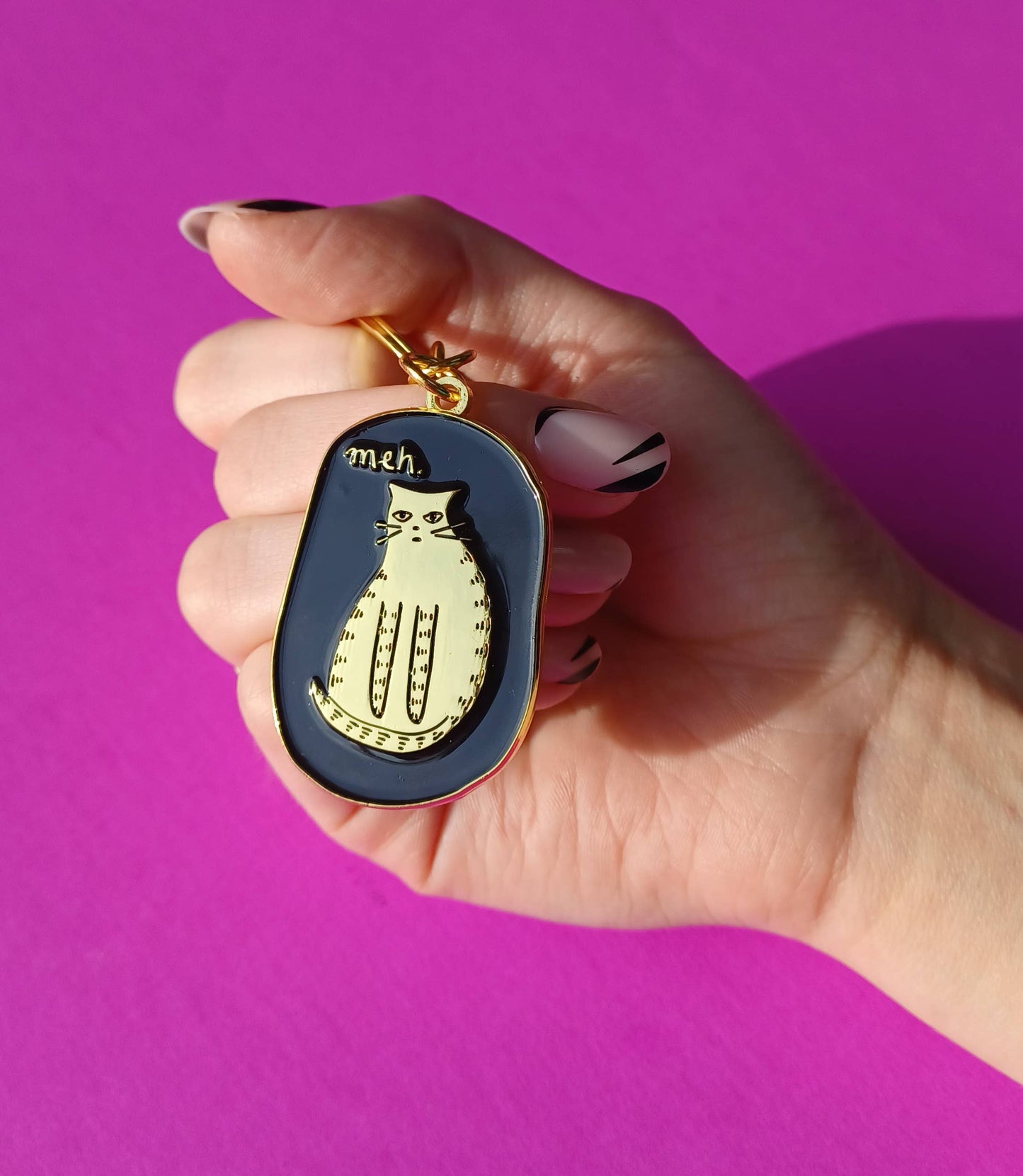 Meh Cat Enamel Keychain