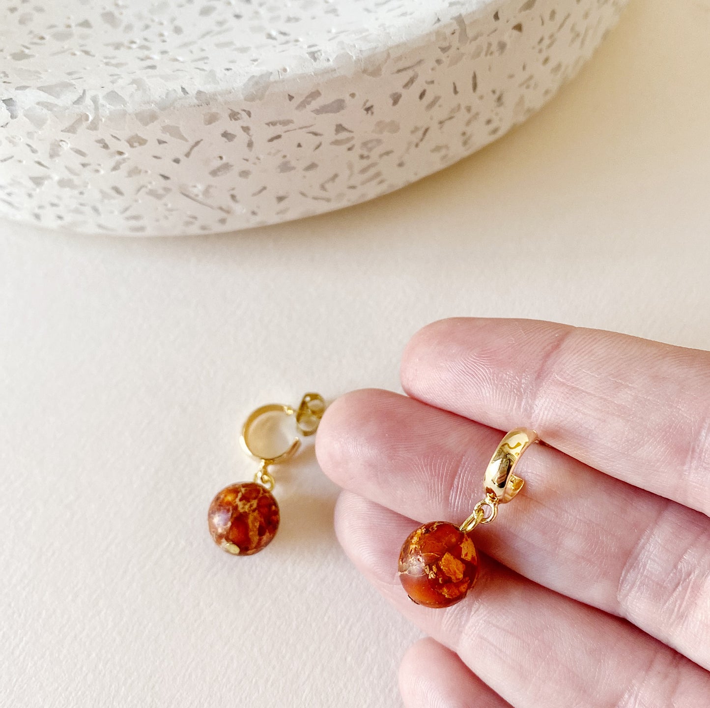 Red Jasper Mini Huggie Hoop Earrings