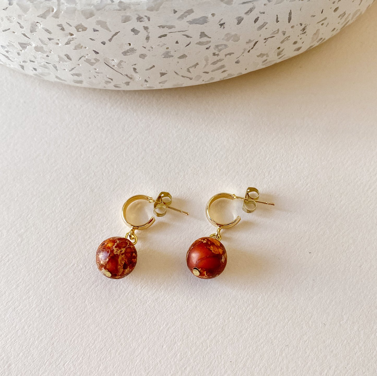 Red Jasper Mini Huggie Hoop Earrings