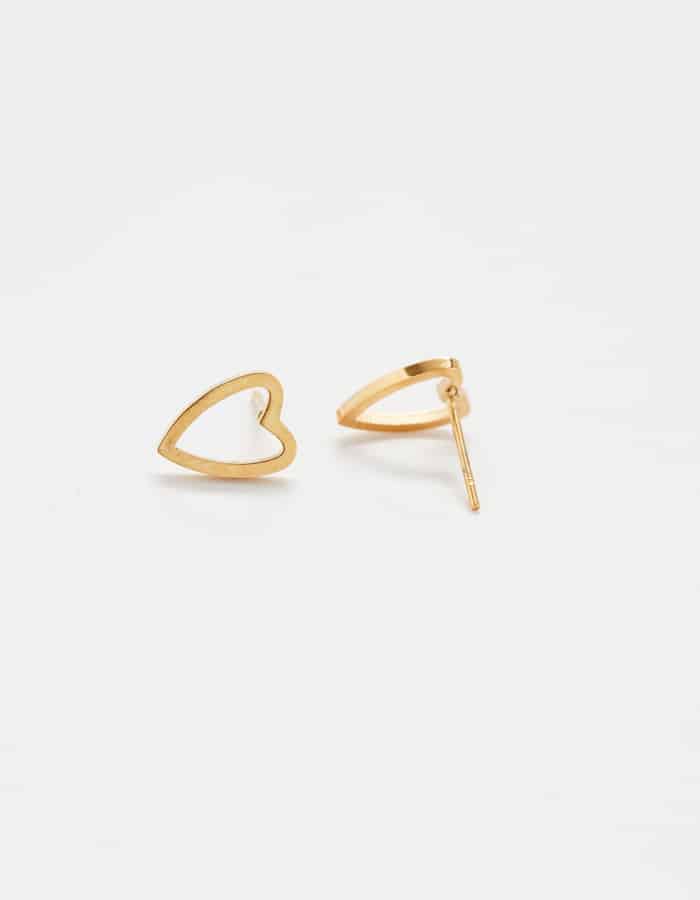 Gold Heart Outline Stud Earrings - Admiral Row