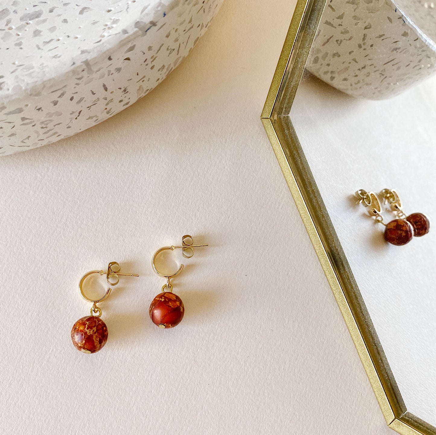 Red Jasper Mini Huggie Hoop Earrings
