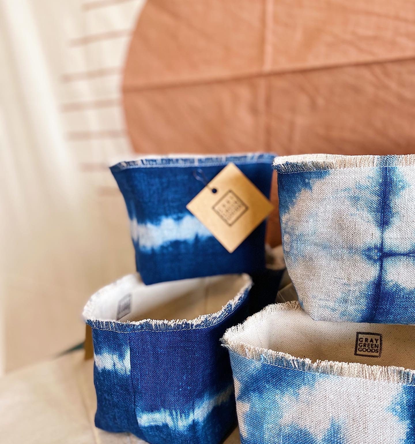 Shibori Indigo Planter—4"