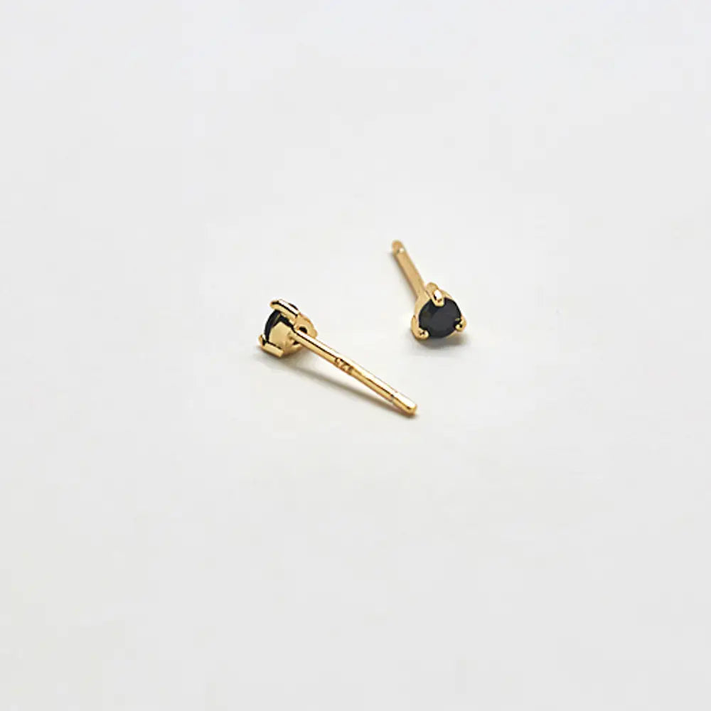 Black CZ Round Stud Earrings - Admiral Row