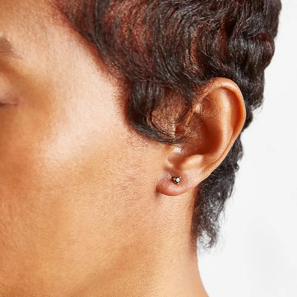 Black CZ Round Stud Earrings - Admiral Row