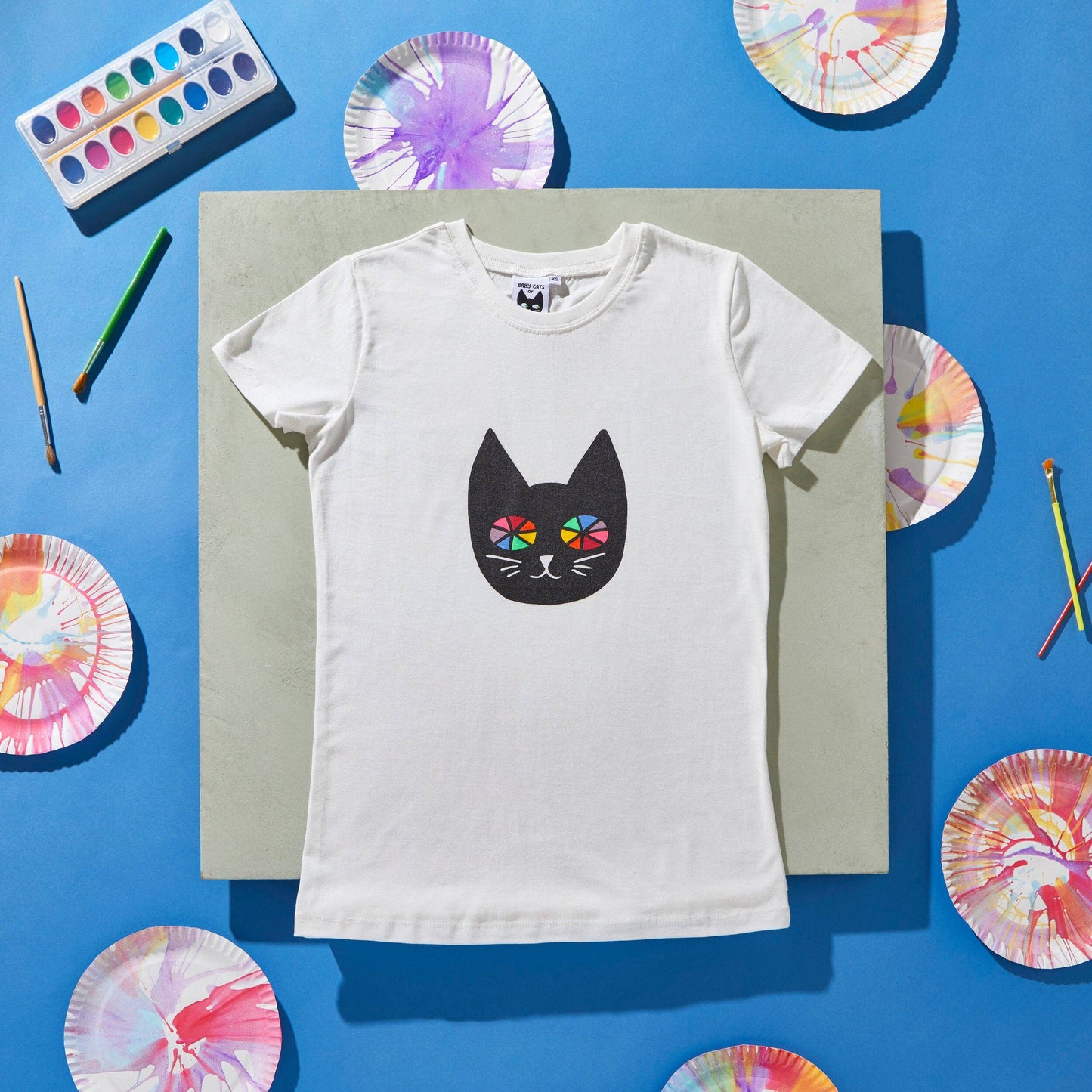 Rainbow Cat Eyes Kids Tee - Baby Cats of California