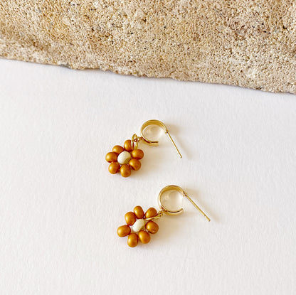 Beaded Flower Mini Hoop Earrings - Confetti Riot