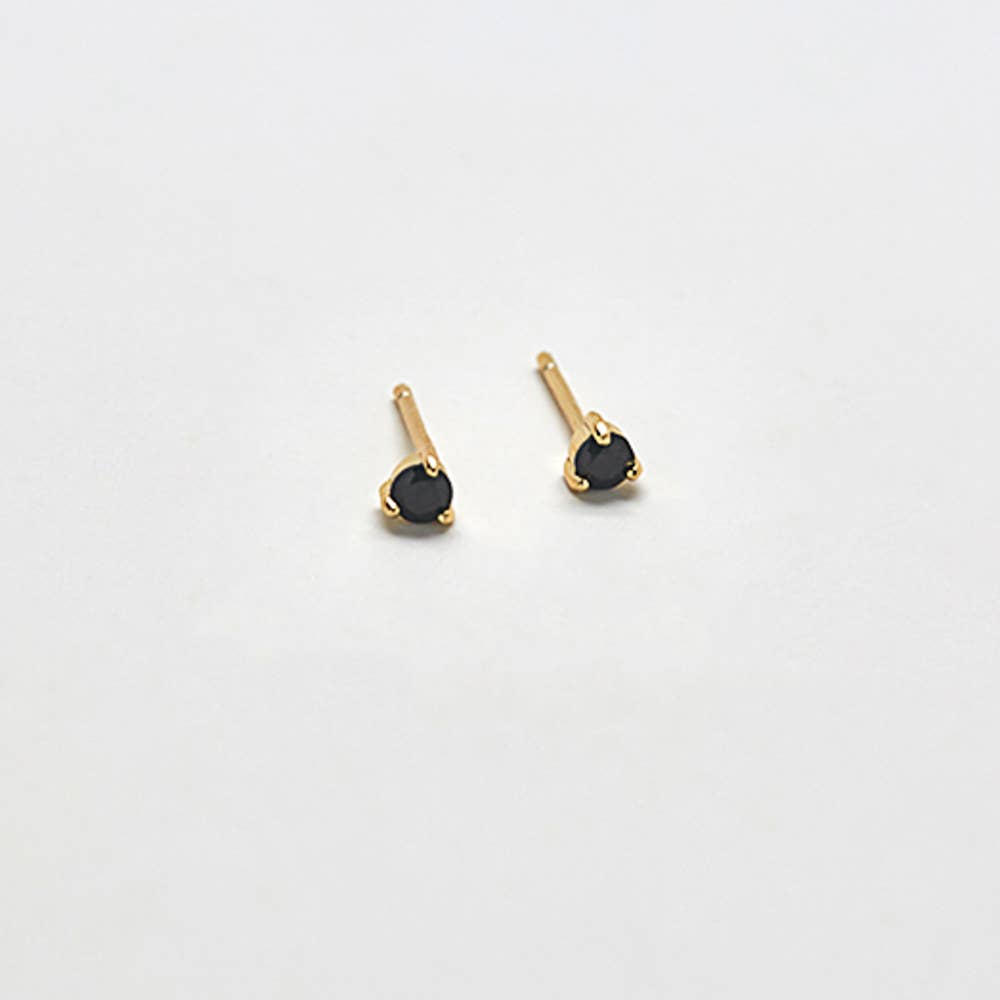 Black CZ Round Stud Earrings - Admiral Row