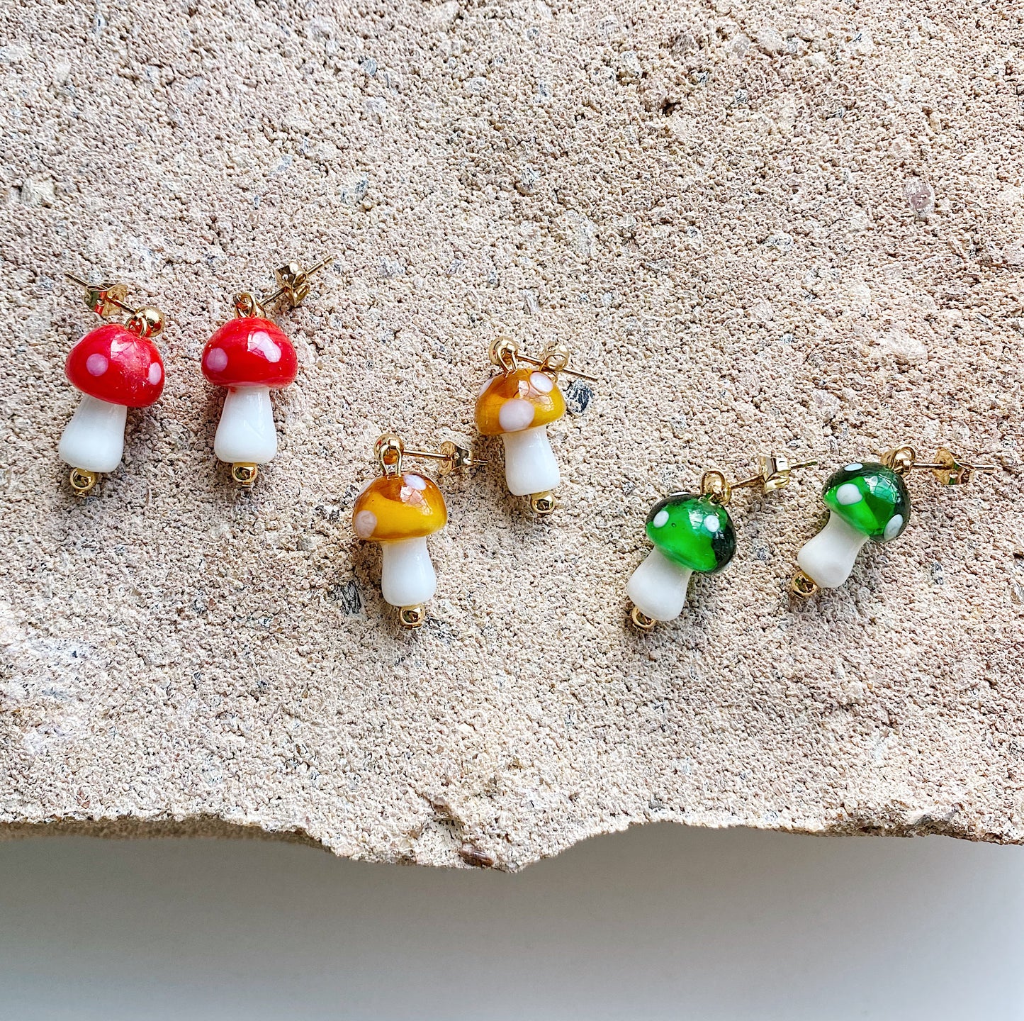 Glass Mushroom Earrings - Confetti Riot